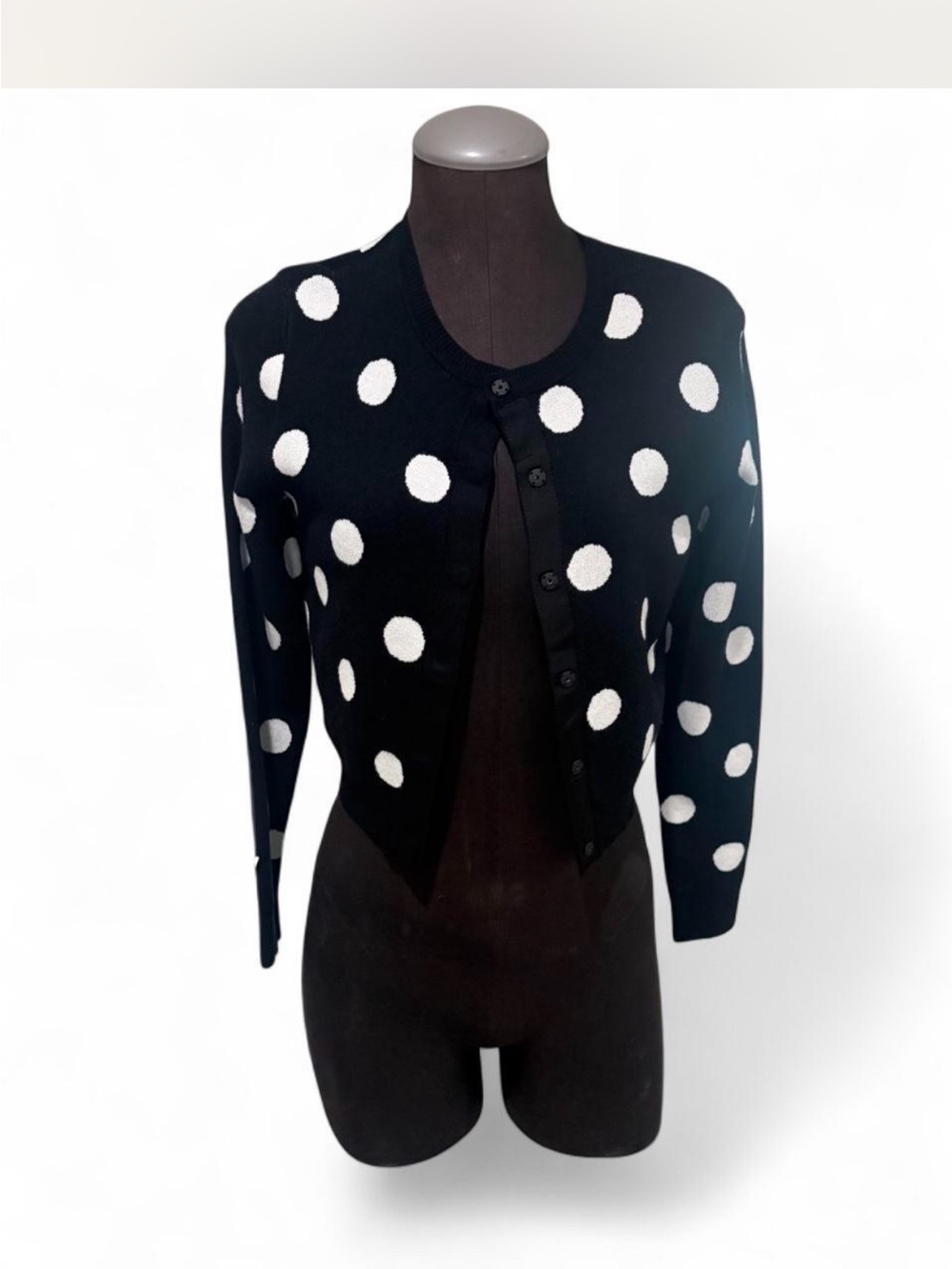 Victor Glemaud Black Cardigan with White Polka Dots
